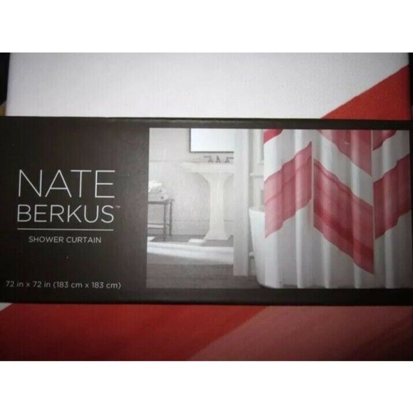 Nate Berkus Color Block Antigua Shower Curtain - Chilli 72x72 - Picture 1 of 2